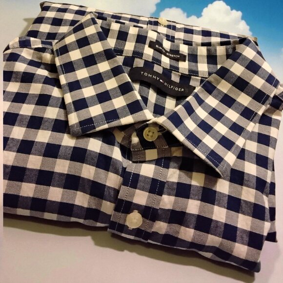 TOMMY HILFIGER MENS GINGHAM LONG SLEEVES - BUTTON UP - SIZE L - Picture 3 of 6